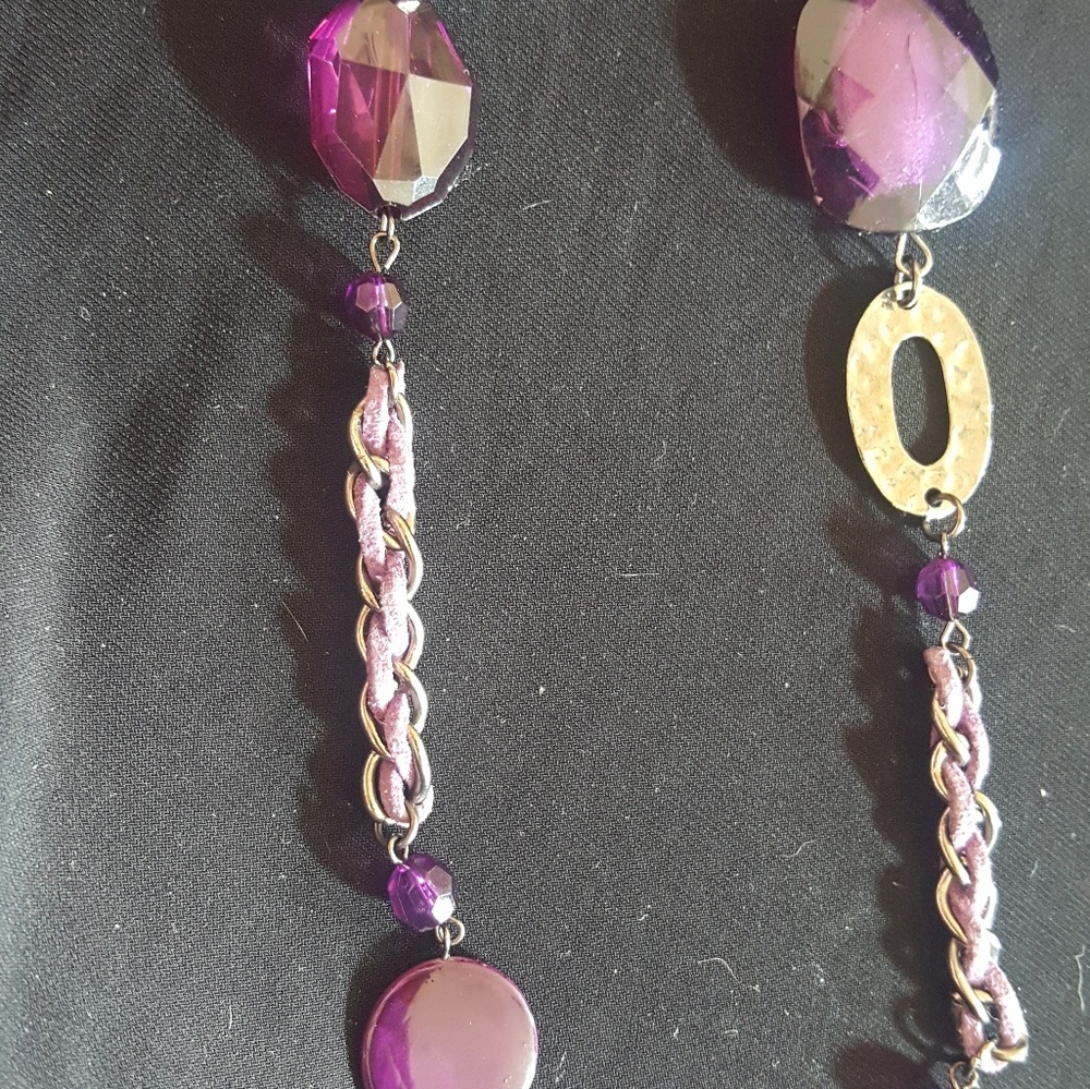 Pink/Gold Long Chain Necklace